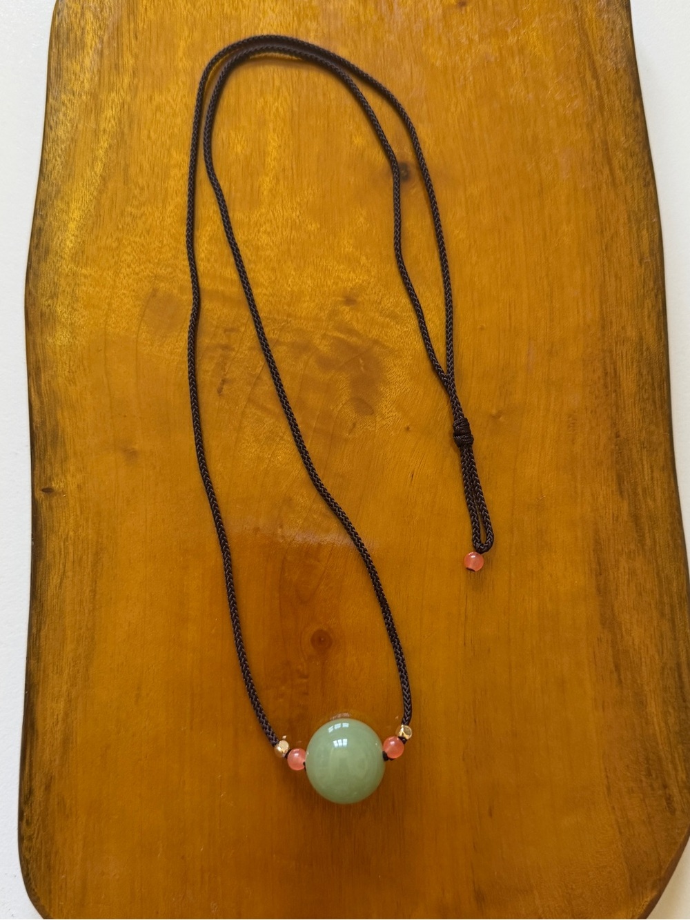 Handcrafted Green Jade Bead Necklace with Pink Accents